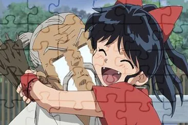 moroha abraza a su bisabuelo hanyo no yashahime jigsaw puzzle