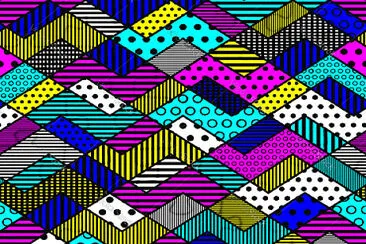 geometric patchwork pattern in bright colors