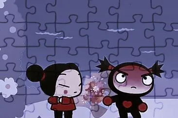 garu le entrega un ramo de rosas a pucca pucca jigsaw puzzle
