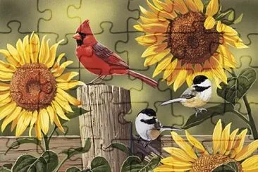 Sunflowers and Songbirds jigsaw puzzle