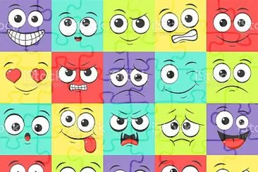פאזל של Emoticons cartoon face expressions