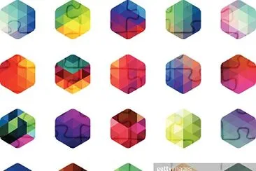 Multi coloured hexagon mosaic buttons jigsaw puzzle