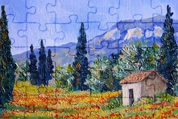 Cabane et coquelicots du sud de France