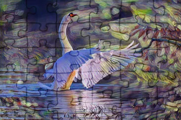 Painterly swan jigsaw puzzle