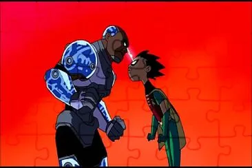cyborg y robin van a discutir los jovenes titanes jigsaw puzzle