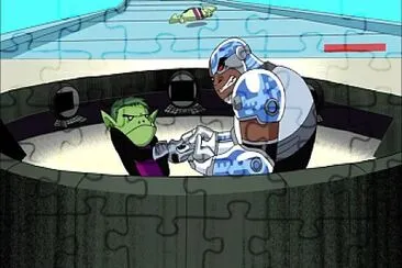 cyborg y chico bestia se estan peleando los jovenes titanes jigsaw puzzle
