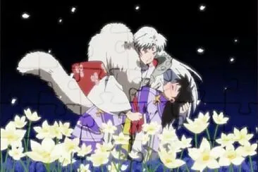 פאזל של sesshomaru sostiene a Rin hanyo no yashahime
