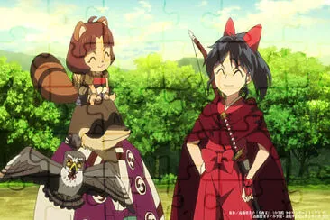 moroha, hachi, takechiyo y takamaru sonríen hanyo no yashahime jigsaw puzzle