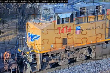UP-7474 cab at Rochelle,ILL/USA