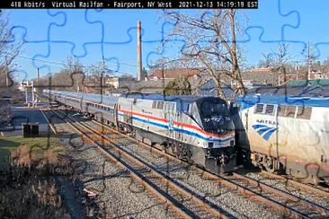 AMTRAK train #63 and #64 meet in Fairport, NY/USA jigsaw puzzle