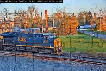 CSX-3309 southbound in the afternoon sunshine, Deshler,Ohio jigsaw puzzle