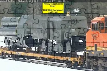 Military Decoy Target and BNSF-7887, at Skyomish,WA/USA jigsaw puzzle