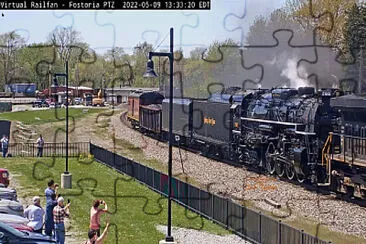  "steamer  " NKP-765 passing thru Fostoria, Ohio/USA thrilling the fan jigsaw puzzle