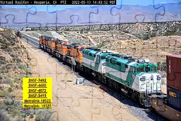 Metrolink engines ferrying across the California desert jigsaw puzzle