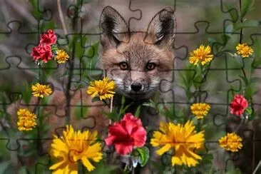 Renard et fleurs jigsaw puzzle