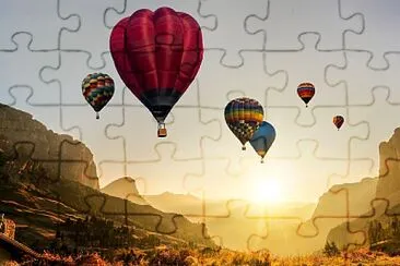 Hot Air Balloons over Canyon at Sunrise jigsaw puzzle