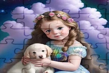 Niña con perrito jigsaw puzzle