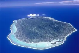 Toma aérea de la isla de Rarotonga, Islas Cook