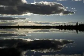 Reflexo do pôr do sol, Lago Kanuti