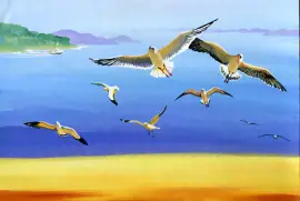 Mouettes à l'aquarelle