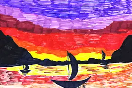 Krajobraz z malowaniem łodzi