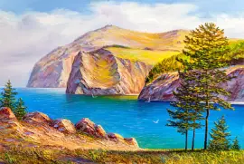 Montanhas à beira-mar, ilustração