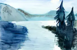 Evening River Landskap