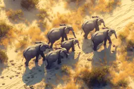 Elephants Marching Across Savanna jigsaw puzzle