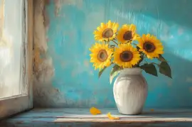 Levande bukett solrosor