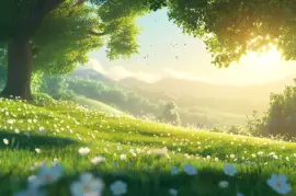 Prairie d'été à l'aube