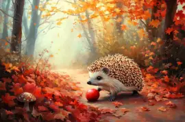 La promenade d'automne du hérisson