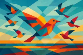 פאזל של סימפוניה גיאומטרית של ציפורים