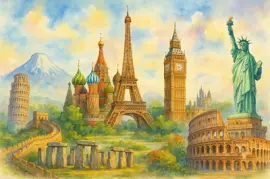 Landmarks in Watercolor jigsaw puzzle