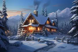 Cabana de inverno aconchegante