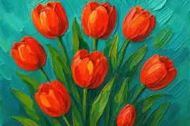Strålande röda tulpaner