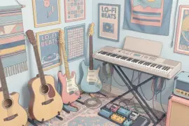 Kącik Muzyczny z Gitarami, Klawiszami i Instrumentami C