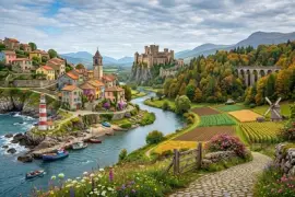 Paysage chaleureux de village