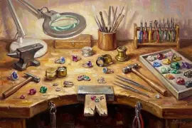 A Jeweler's Workbench With Gemstones, jigsaw puzzle