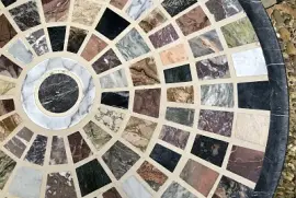 Marble patio table tiles, Seville, Spain
