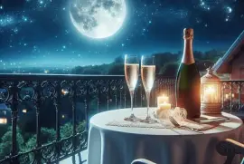 美麗月色下的香檳享受
