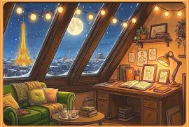 Bureau sous les toits de Paris