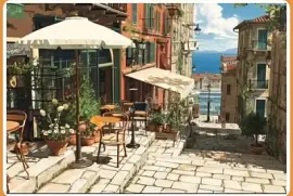 Italie, ruelle donnant sur la mer