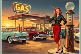 Station essence dans les années 50/60