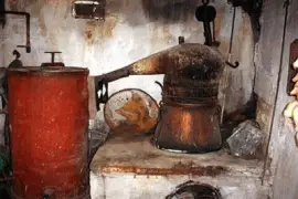 Clandestine Raki distiller  Lassithi  Crete  Greece