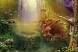 Paisaje en el bosque con hadita