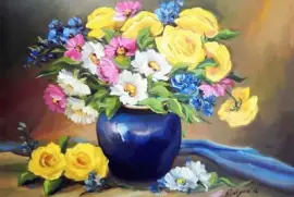 jarrÃ³n de flores amarillas