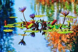 Paisajes con flores al oleo, arte.