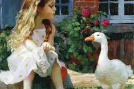 Pintura de niÃ±a y ganzo