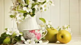 Gorgeous Flowers, Apples and Tea jigsaw puzzle