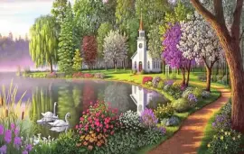 lago con cisnes jigsaw puzzle